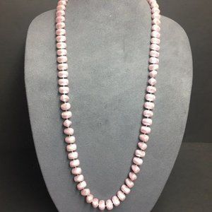 Faux Pearl Beaded Necklace Long Pale Pink Organic Retro Barbie Glam Soft Girl